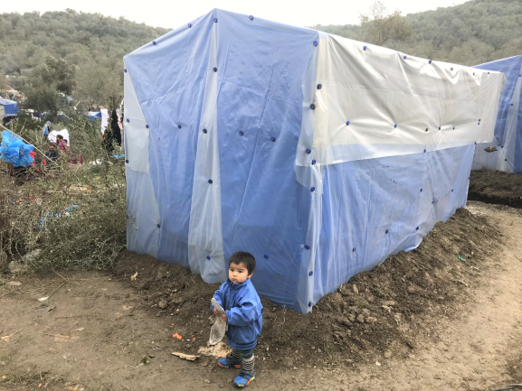 Migrant child in Moria camp, Greece